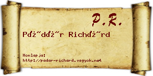 Pádár Richárd névjegykártya